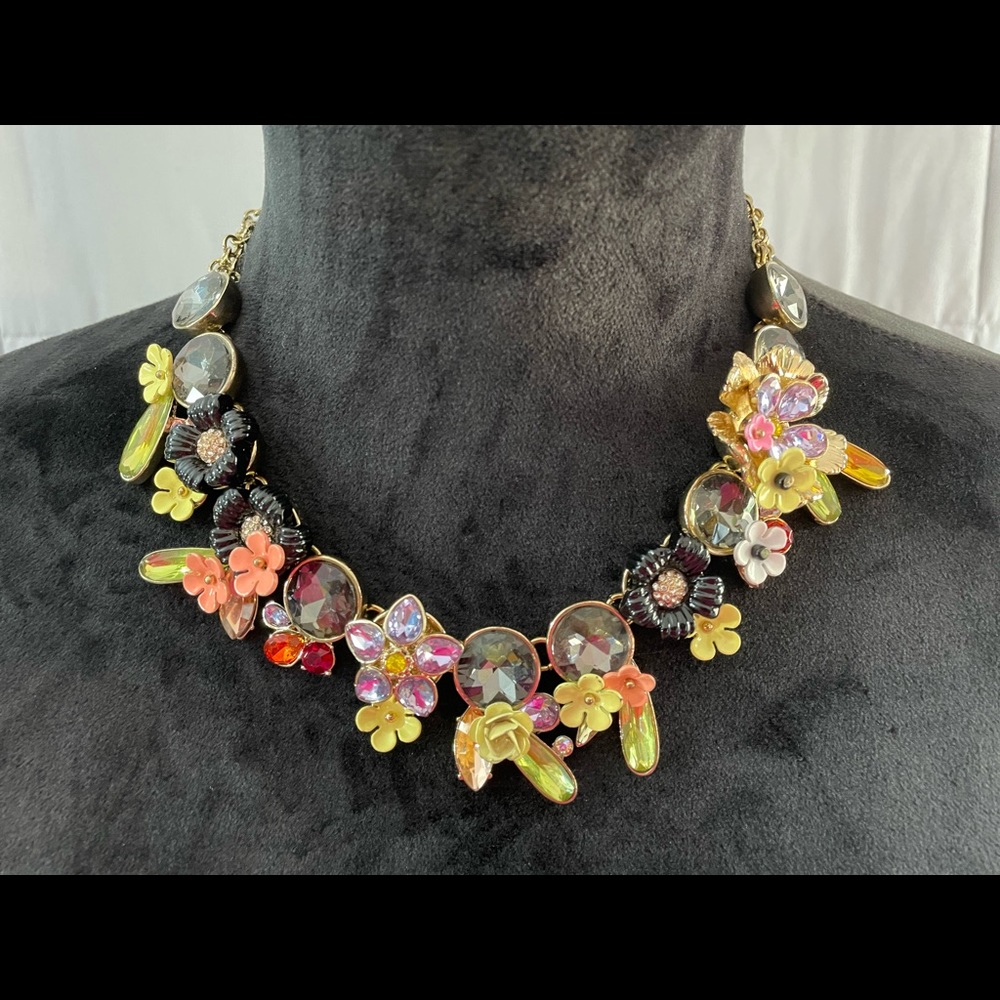 J. Crew Dainty multi colored stone statement necklace